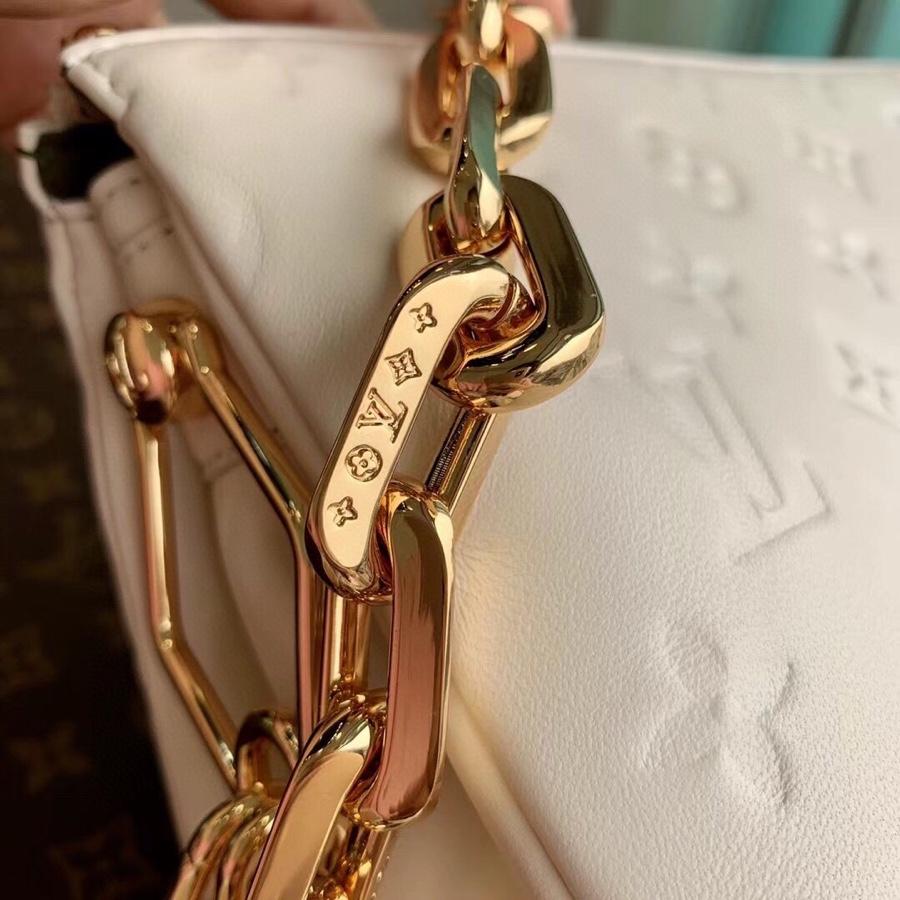 Louis Vuitton Coussin PM 27 Cream Monogram Embossed Puffy Lambskin Bag
