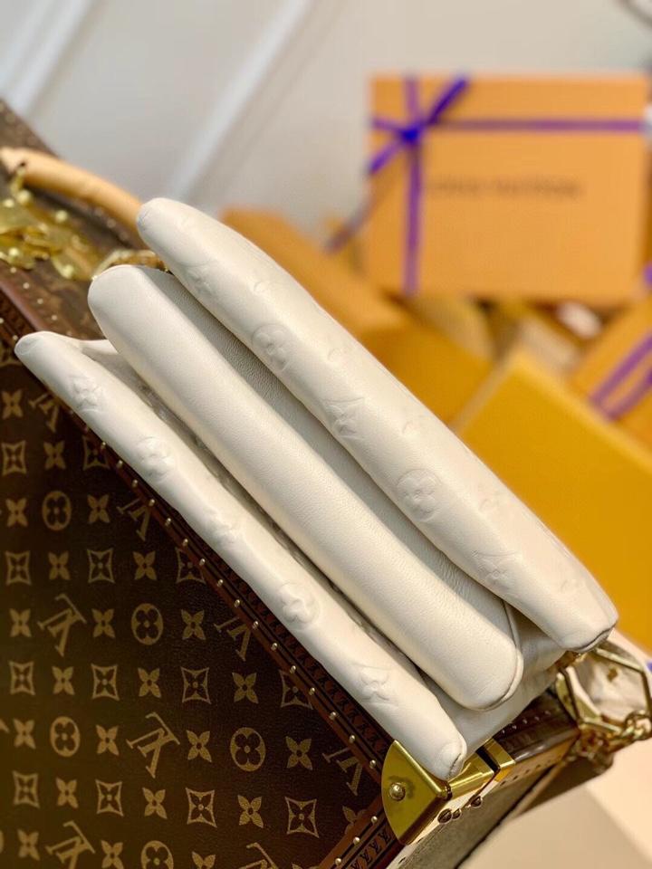 Louis Vuitton Coussin PM 27 Cream Monogram Embossed Puffy Lambskin Bag