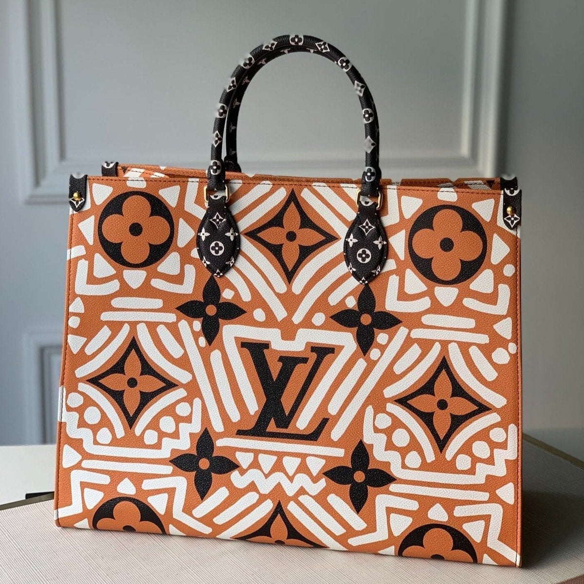 Louis Vuitton Crafty Onthego GM 41 Caramel and Cream Monogram Giant Canvas Bag