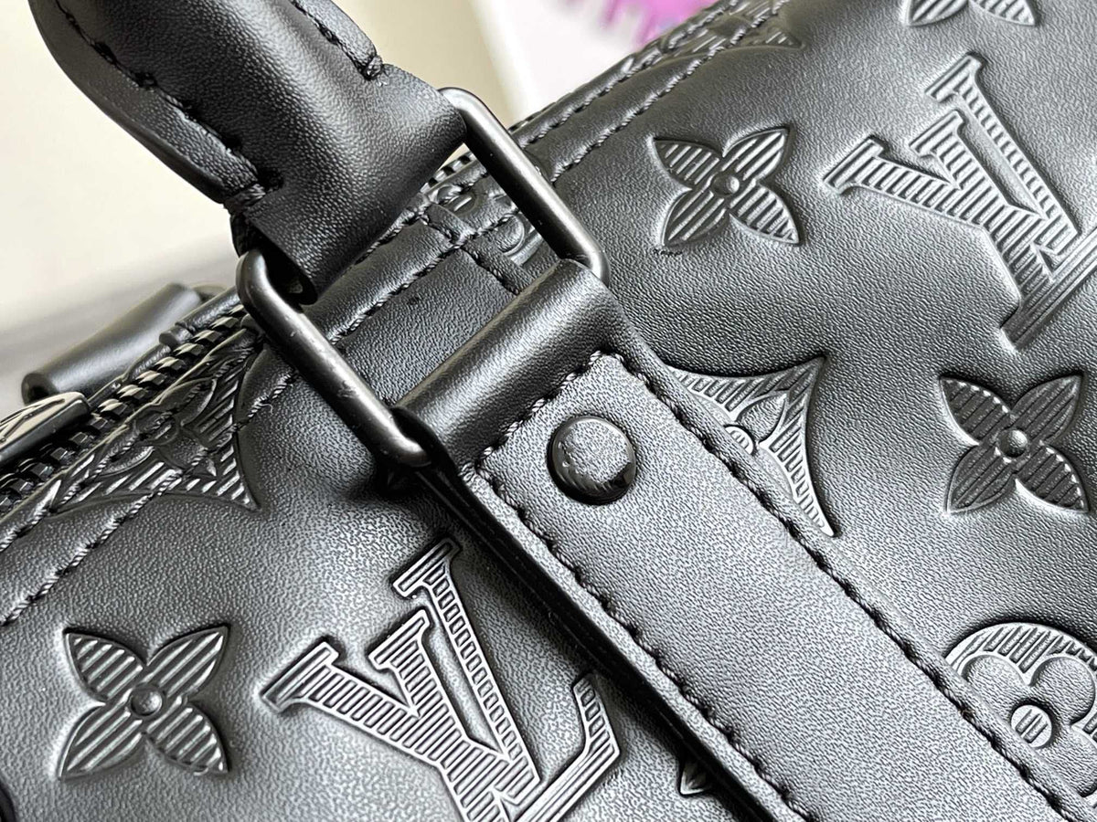Louis Vuitton Keepall 50 Bandouliere Black Empreinte Leather Bag