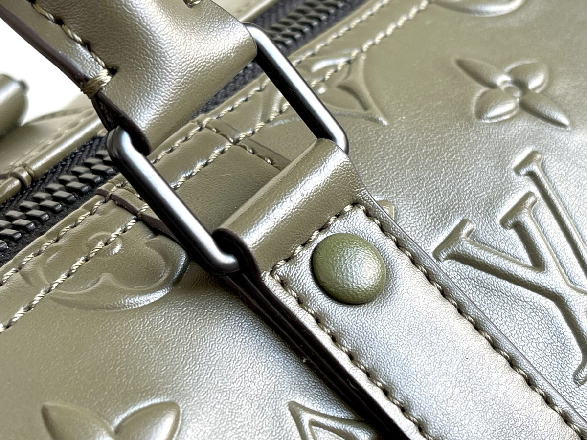 Louis Vuitton Keepall 50 Bandouliere Khaki Empreinte Leather Bag