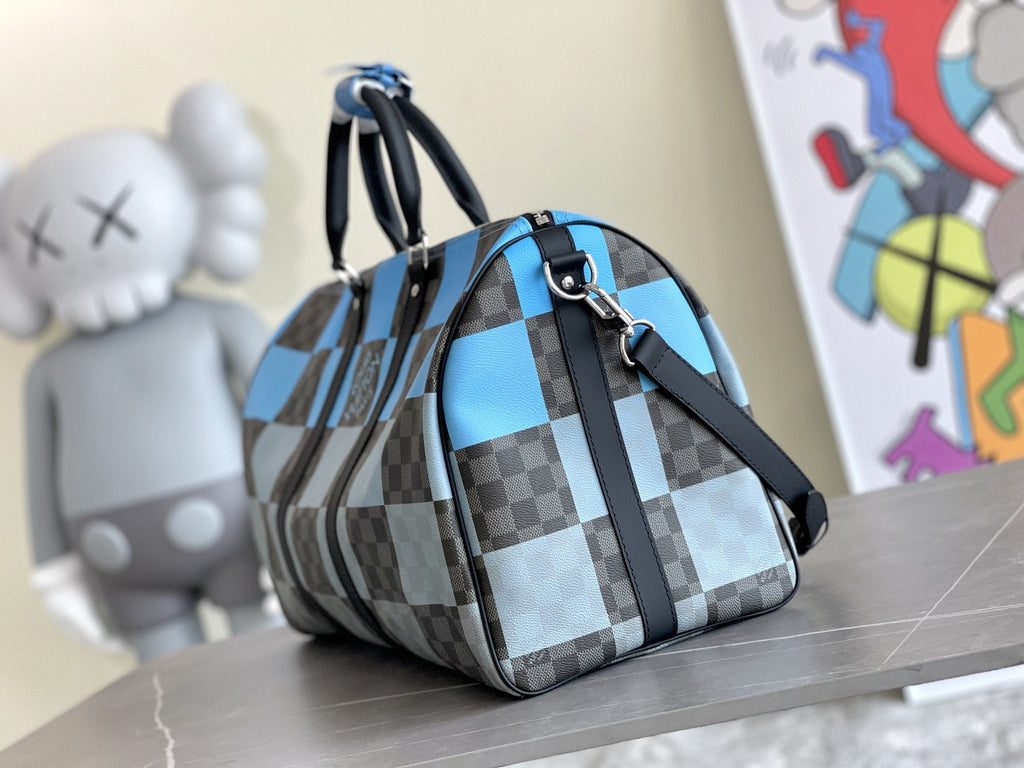 Louis Vuitton Keepall 50 Bandouliere Blue Damier Graphite Bag
