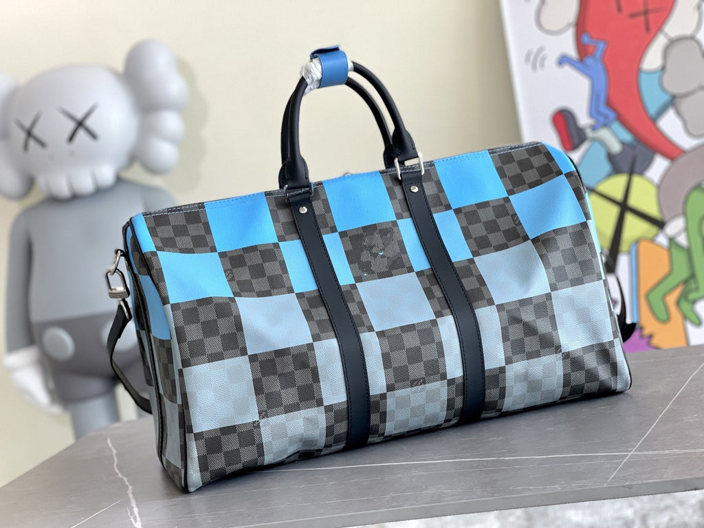 Louis Vuitton Keepall 50 Bandouliere Blue Damier Graphite Bag