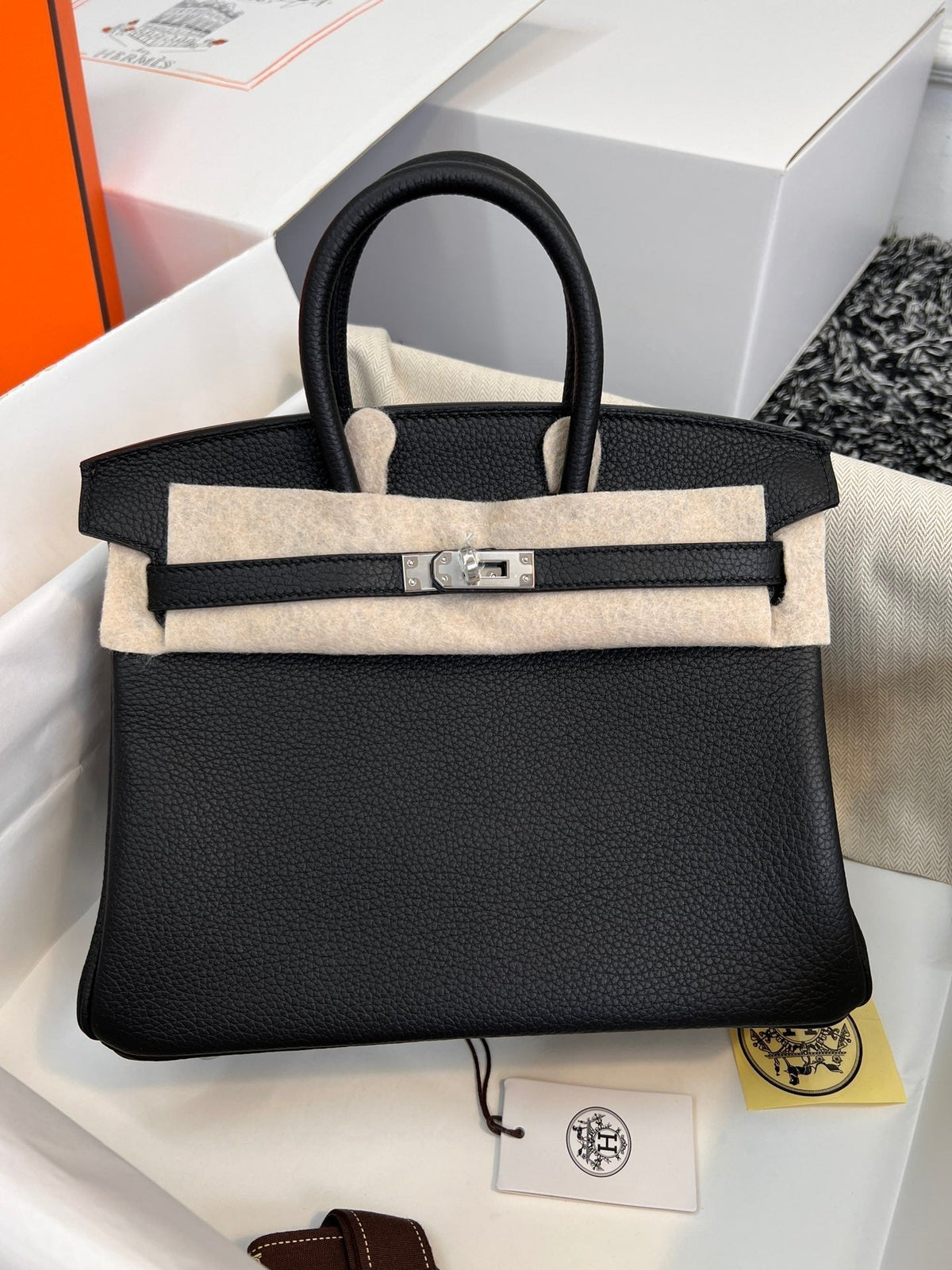 Hermes Birkin 25cm Black Togo Leather Silver Hardware Bag