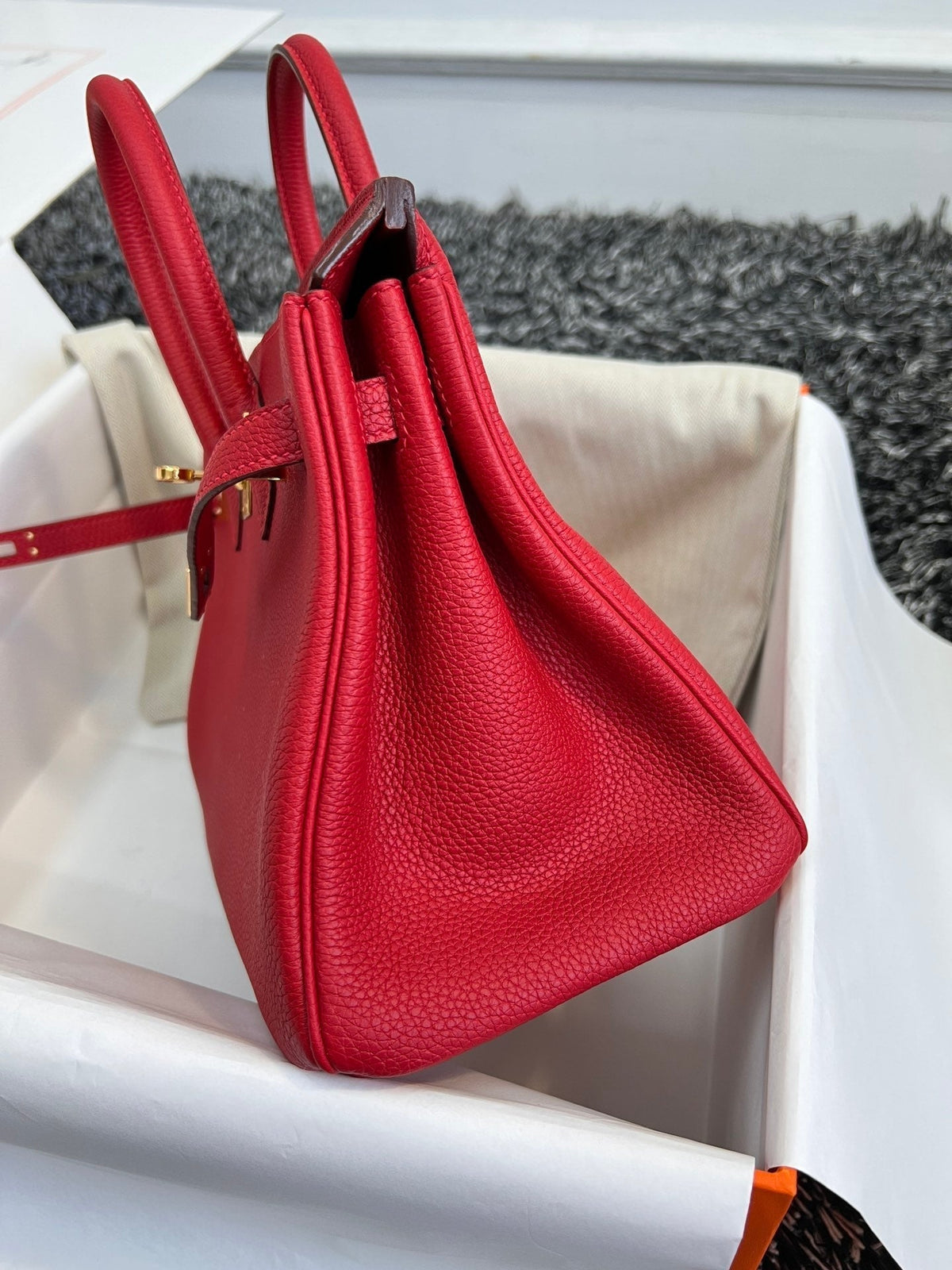 Hermes Birkin 25cm Red Togo Leather Gold Hardware Bag