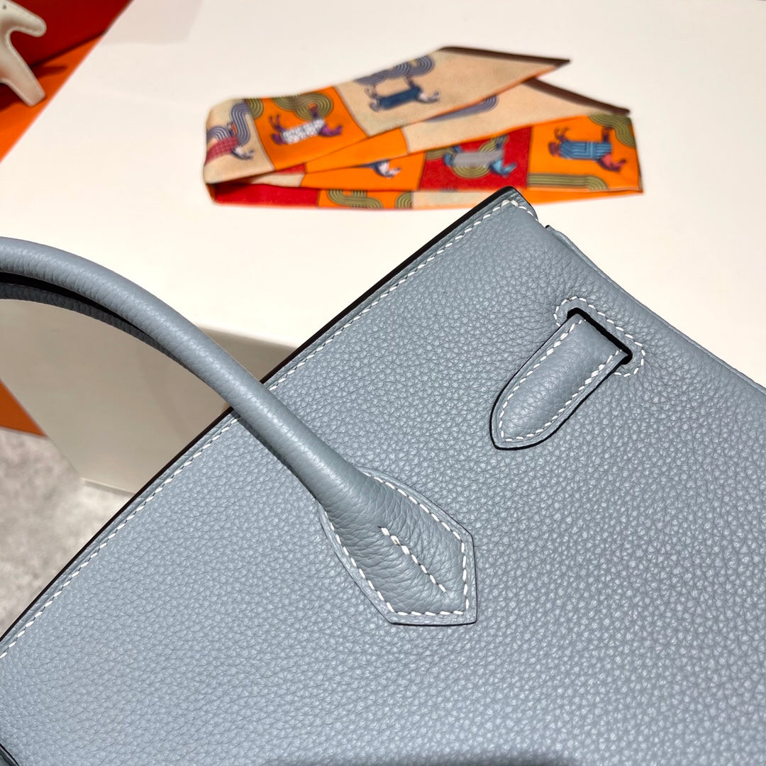 Hermes Birkin 30cm Cloud Blue Togo Leather Silver Hardware Bag