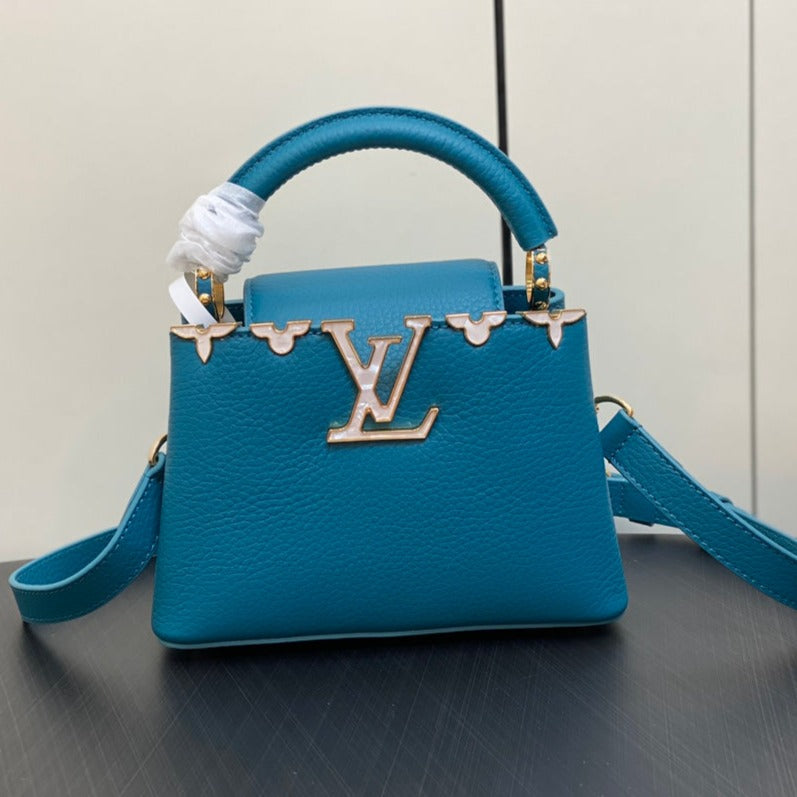Louis Vuitton Capucines Mini 21 Blue Taurillon Gold Hardware Bag