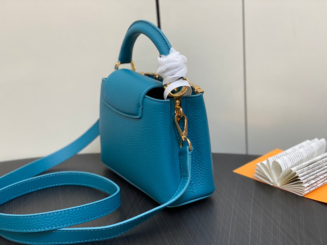 Louis Vuitton Capucines Mini 21 Blue Taurillon Gold Hardware Bag