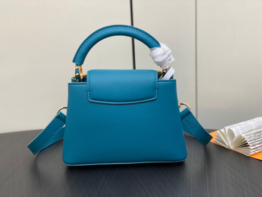 Louis Vuitton Capucines Mini 21 Blue Taurillon Gold Hardware Bag