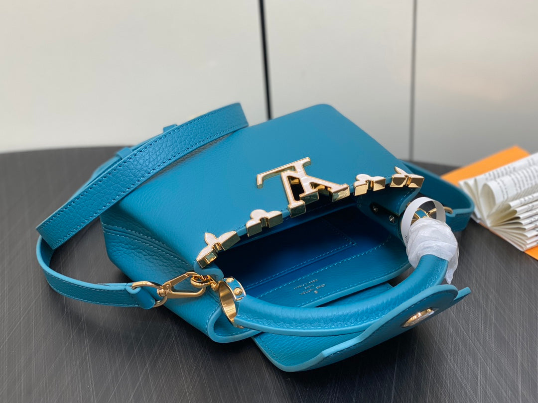 Louis Vuitton Capucines Mini 21 Blue Taurillon Gold Hardware Bag