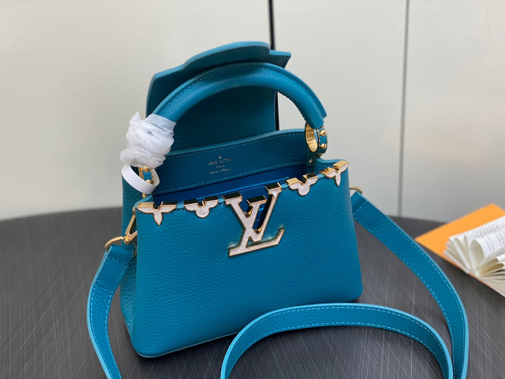 Louis Vuitton Capucines Mini 21 Blue Taurillon Gold Hardware Bag