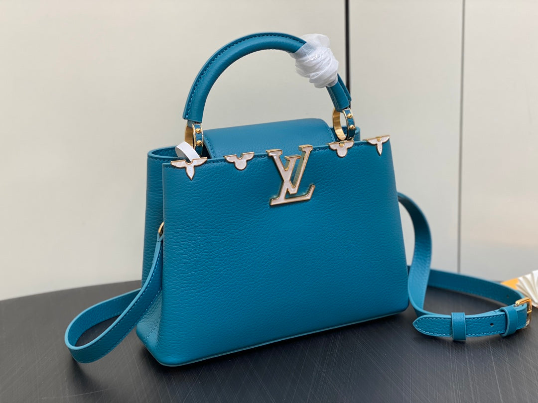 Louis Vuitton Capucines BB 27 Blue Taurillon Gold Hardware Bag