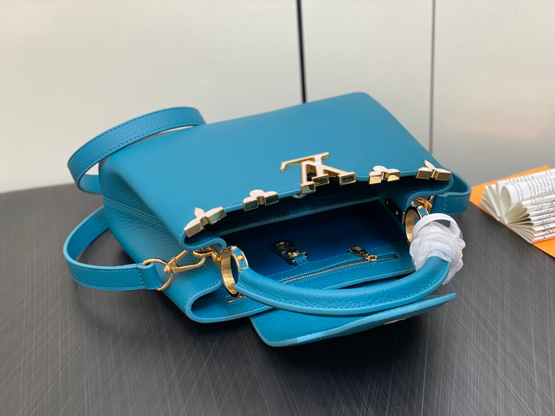 Louis Vuitton Capucines BB 27 Blue Taurillon Gold Hardware Bag