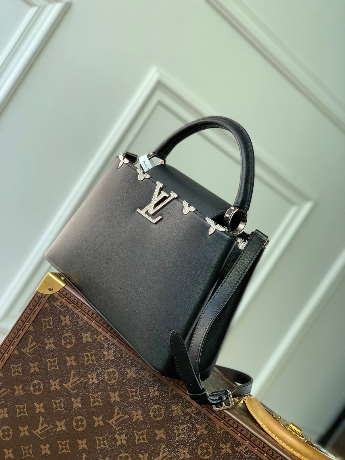 Louis Vuitton Capucines MM 31 Black Taurillon Silver Hardware Bag