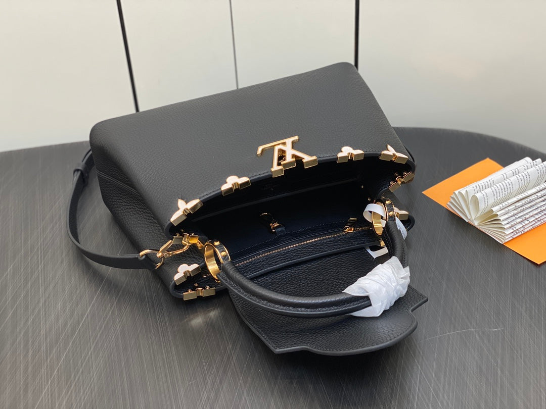 Louis Vuitton Capucines MM 31 Black Taurillon Gold Hardware Bag