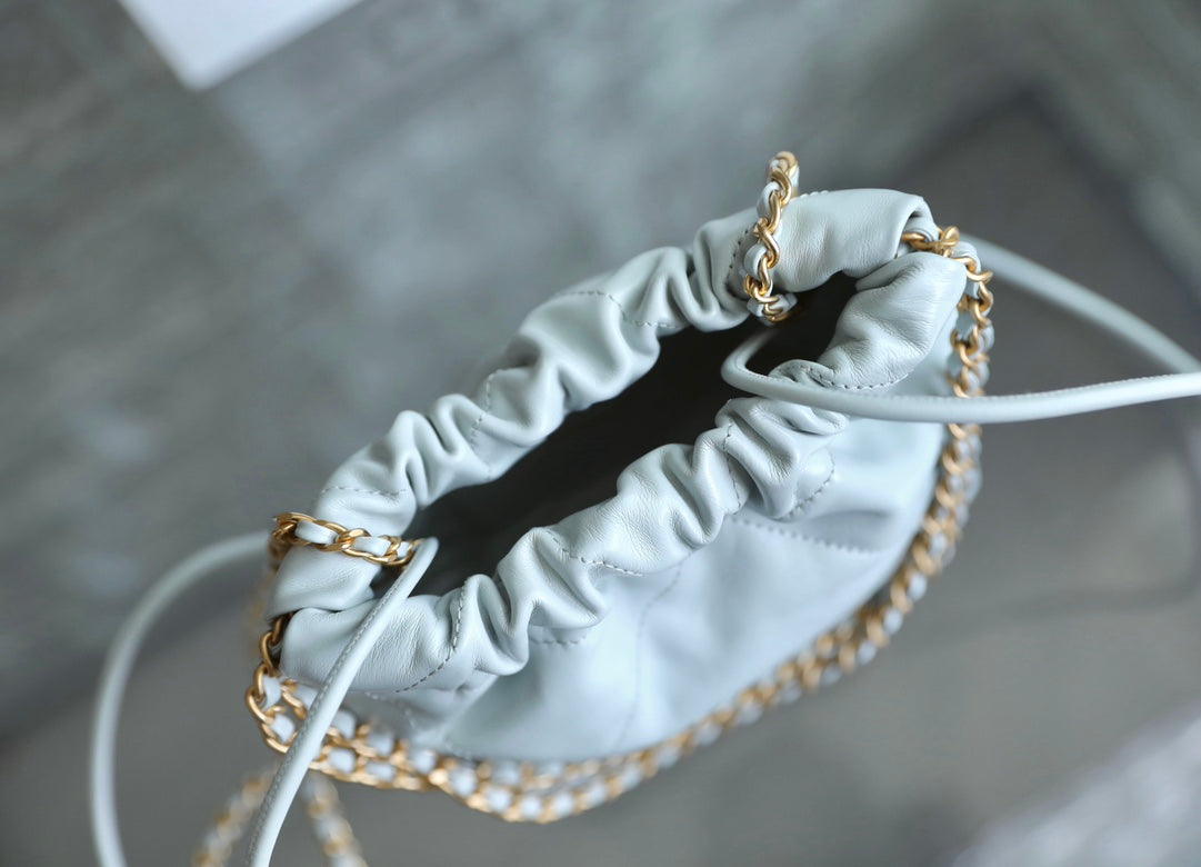 Chanel 22 Antiba Hobo Bag Light Blue 20cm