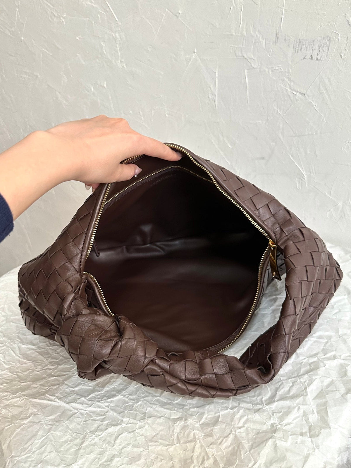 Bottega Veneta Small Jodie 48cm Chocolate Suede Leather Bag