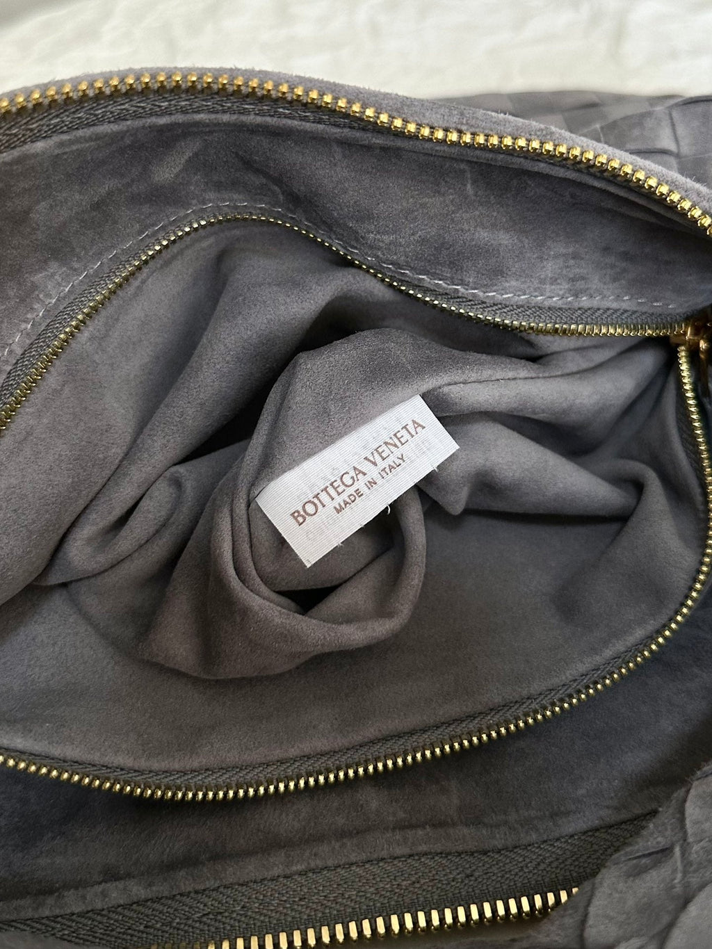 Bottega Veneta Small Jodie 48cm Grey Suede Leather Bag