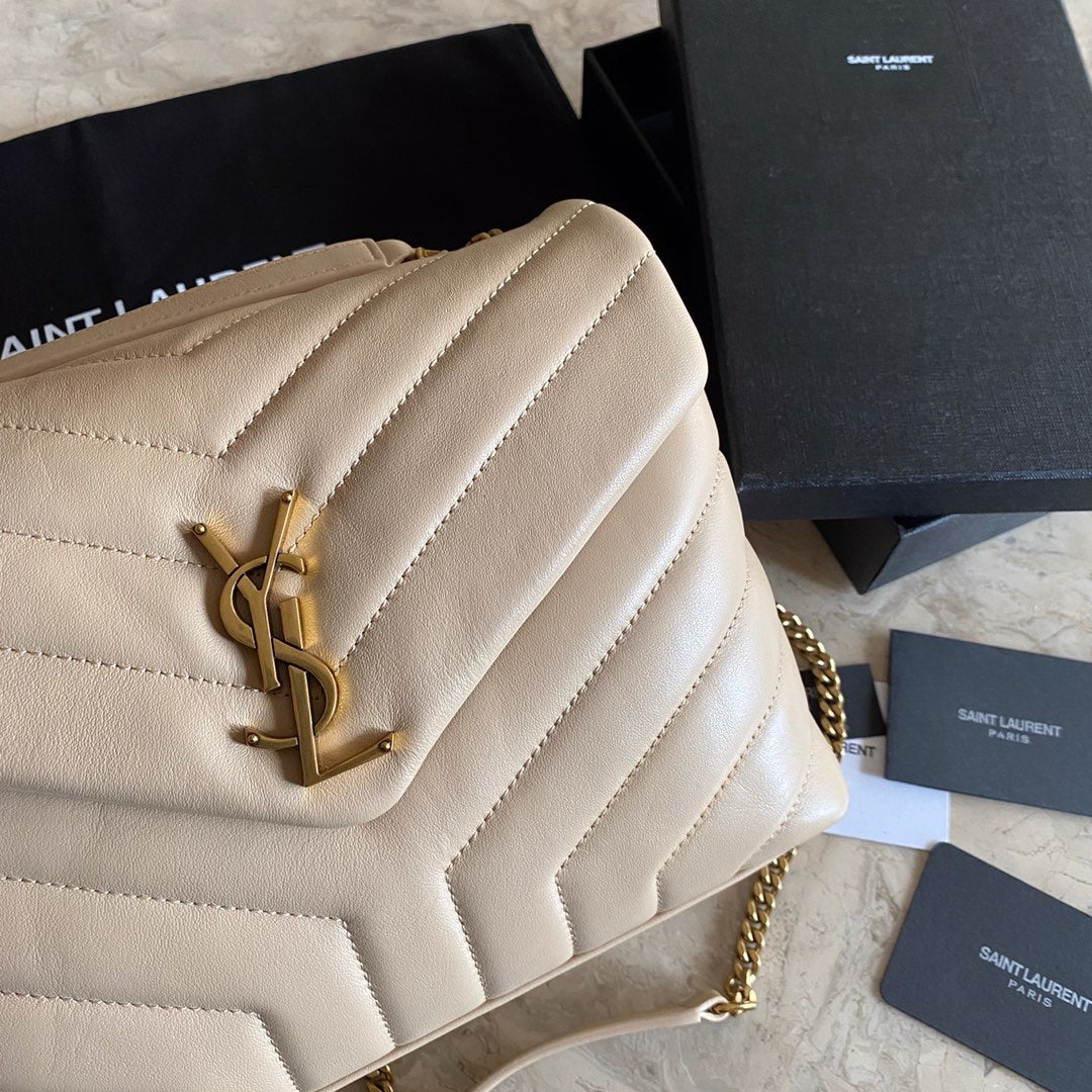 Saint Laurent Cross Body 25 Beige Cream Calfskin Bag