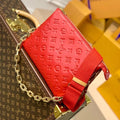 Louis Vuitton Coussin PM 27 Red Monogram Embossed Puffy Lambskin Bag