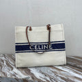 Celine Canvas Tote 43 White/Navy Blue Denim