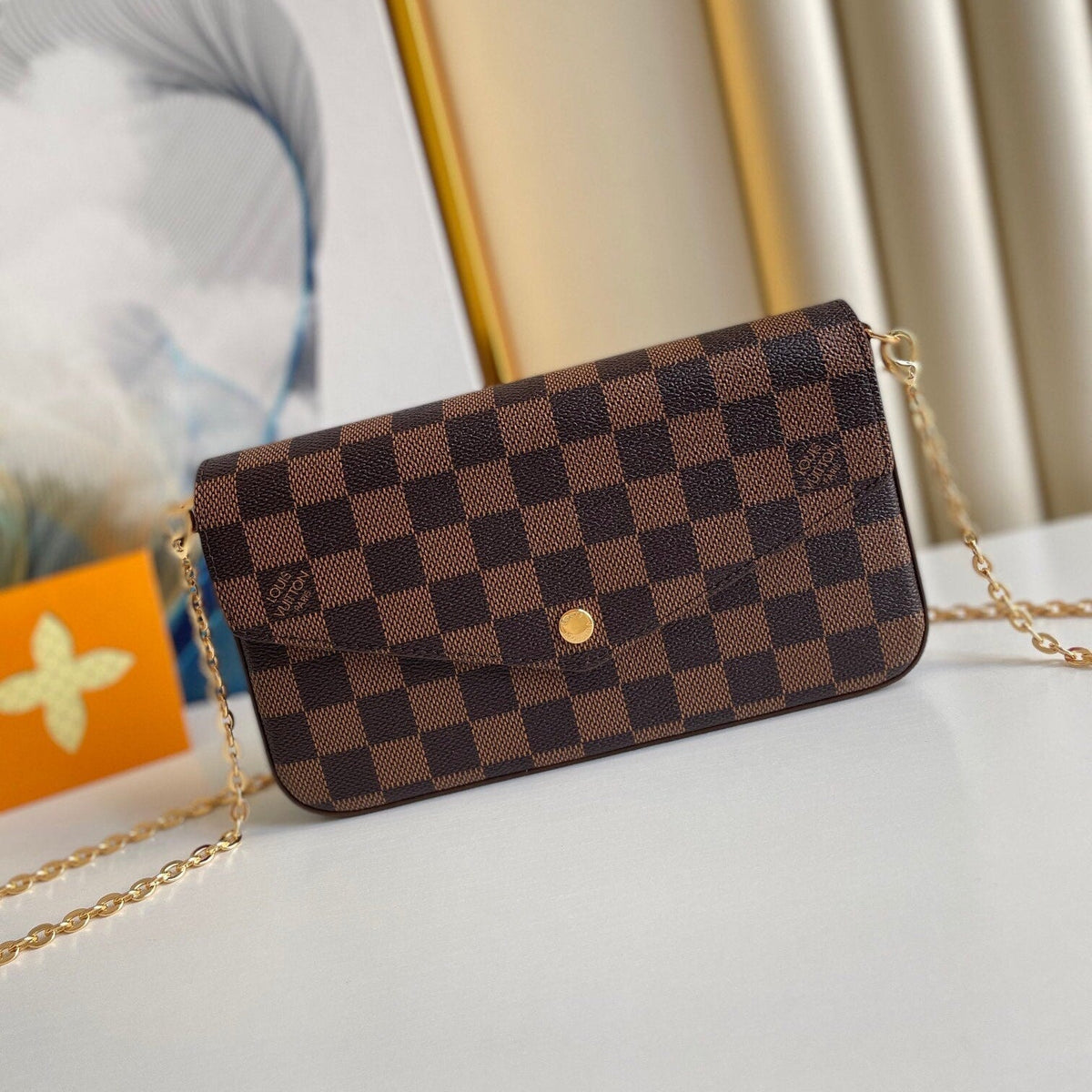 Louis Vuitton Félicie Pochette 21 in Brown Damier Ebene Coated Canvas Gold Hardware Bag