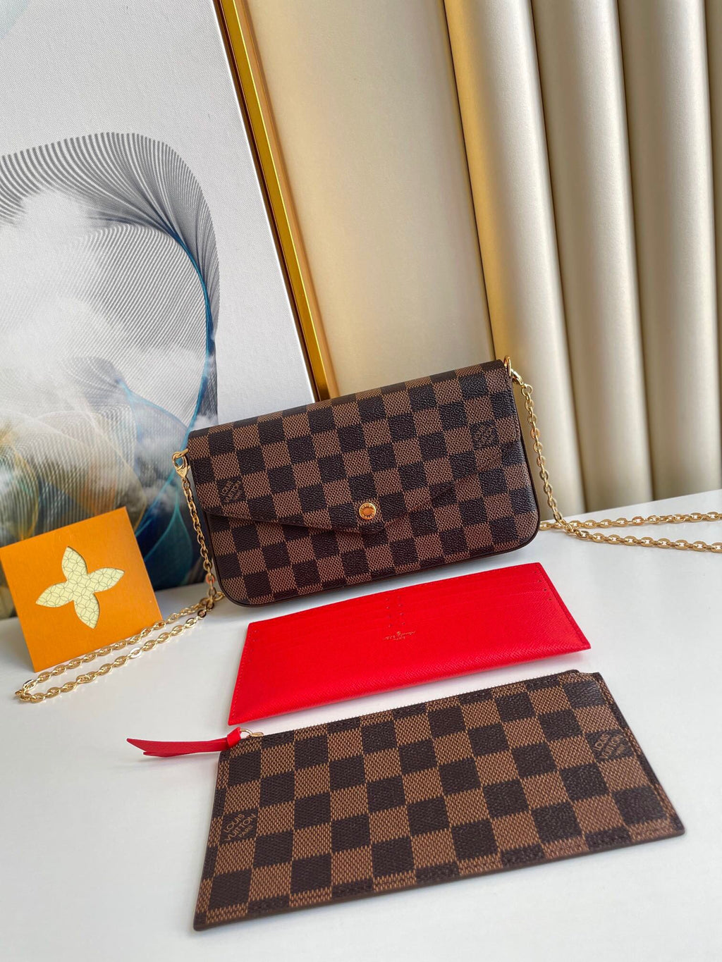 Louis Vuitton Félicie Pochette 21 in Brown Damier Ebene Coated Canvas Gold Hardware Bag