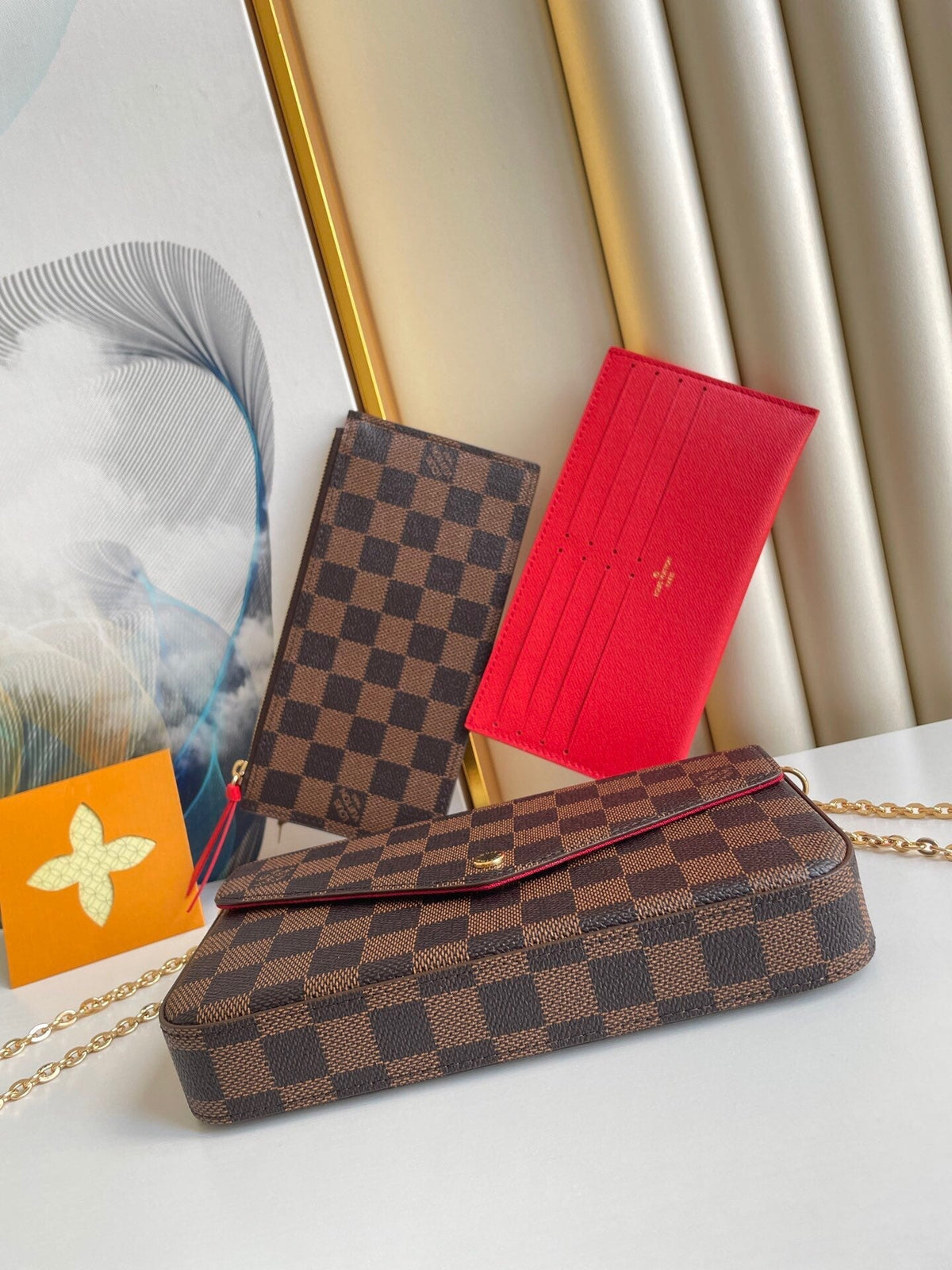 Louis Vuitton Félicie Pochette 21 in Brown Damier Ebene Coated Canvas Gold Hardware Bag