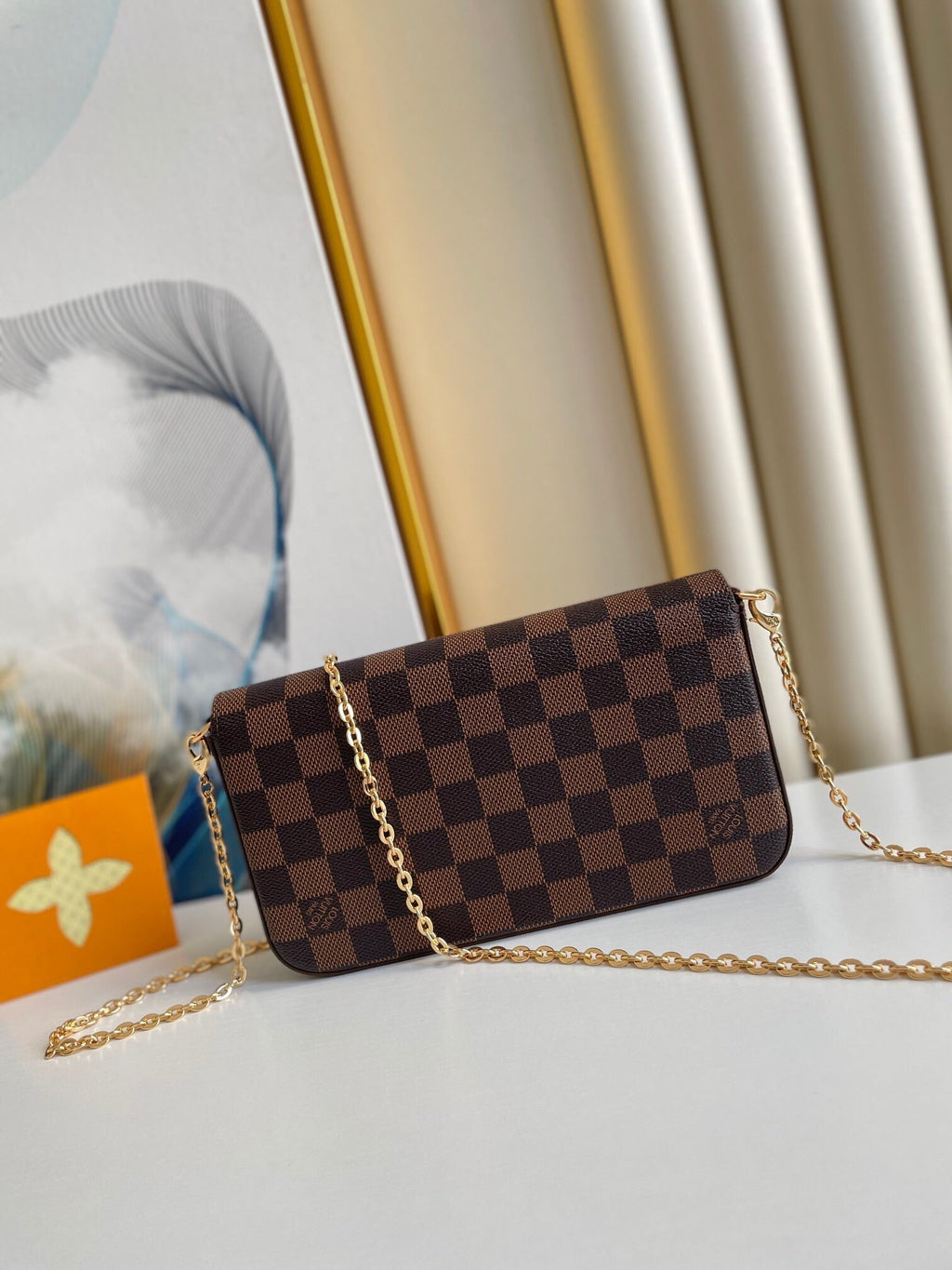Louis Vuitton Félicie Pochette 21 in Brown Damier Ebene Coated Canvas Gold Hardware Bag