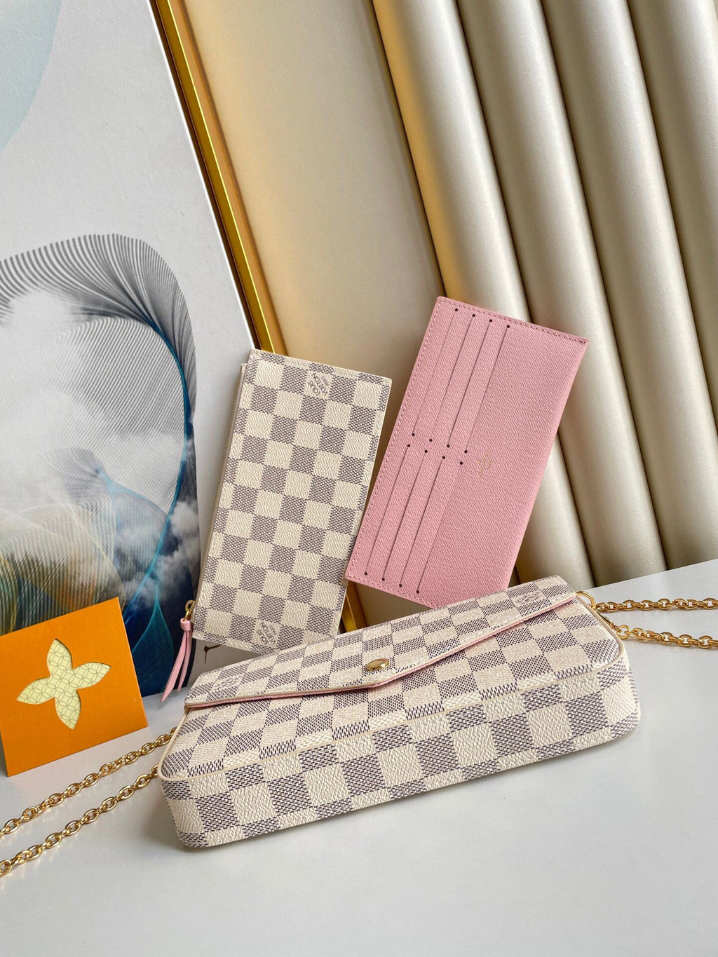 Louis Vuitton Félicie Pochette 21 in Blue Beige Damier Azur Canvas Gold Hardware Bag