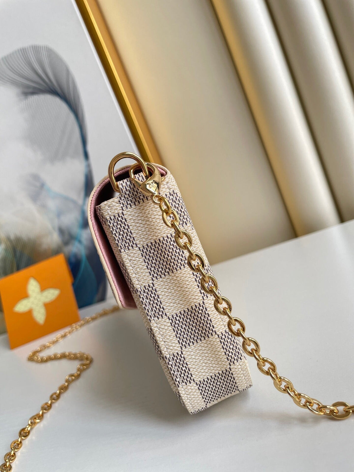 Louis Vuitton Félicie Pochette 21 in Blue Beige Damier Azur Canvas Gold Hardware Bag