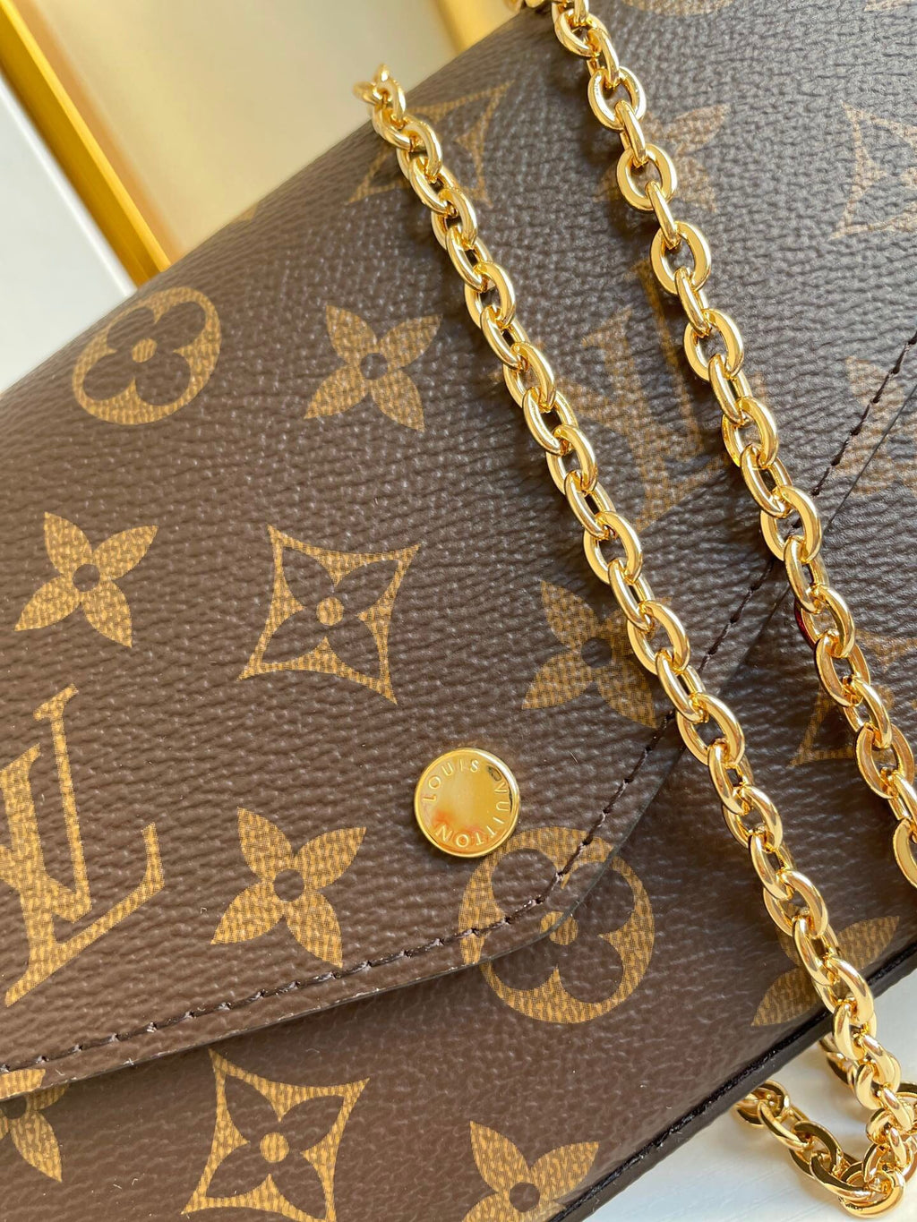 Louis Vuitton Félicie Pochette 21 in Brown Monogram Canvas Gold Hardware Bag