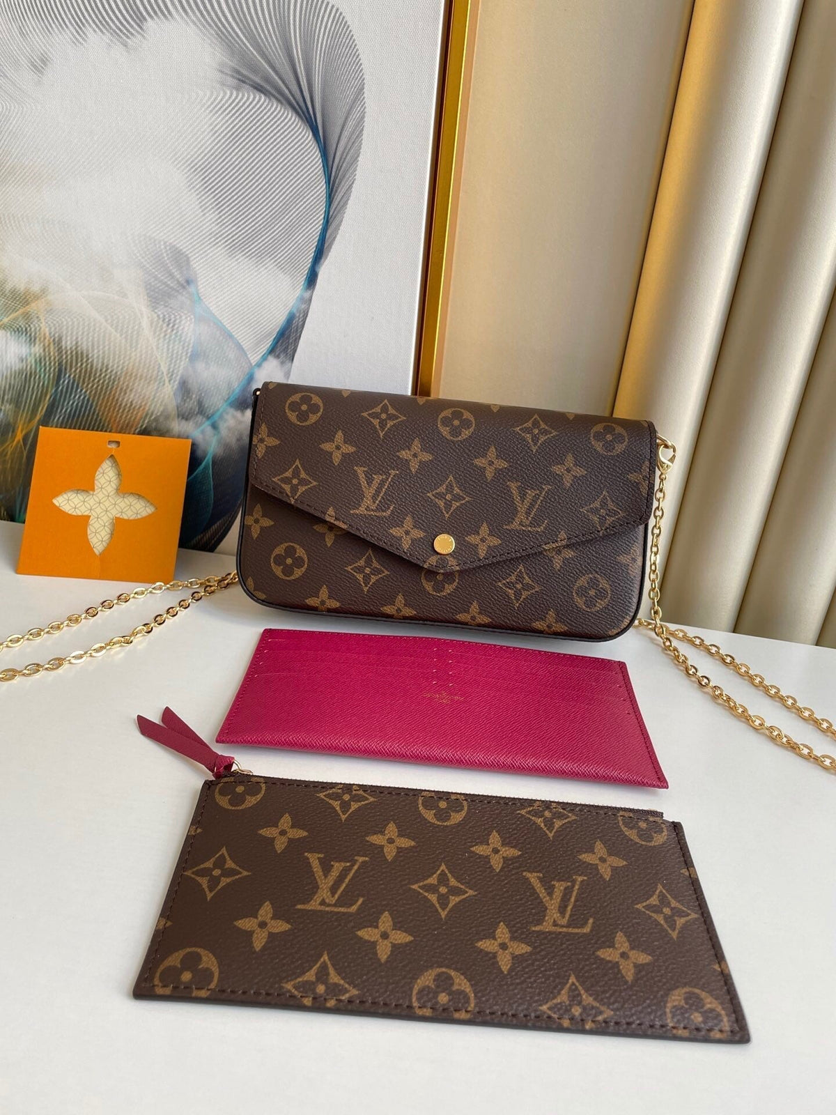 Louis Vuitton Félicie Pochette 21 in Brown Monogram Canvas Gold Hardware Bag