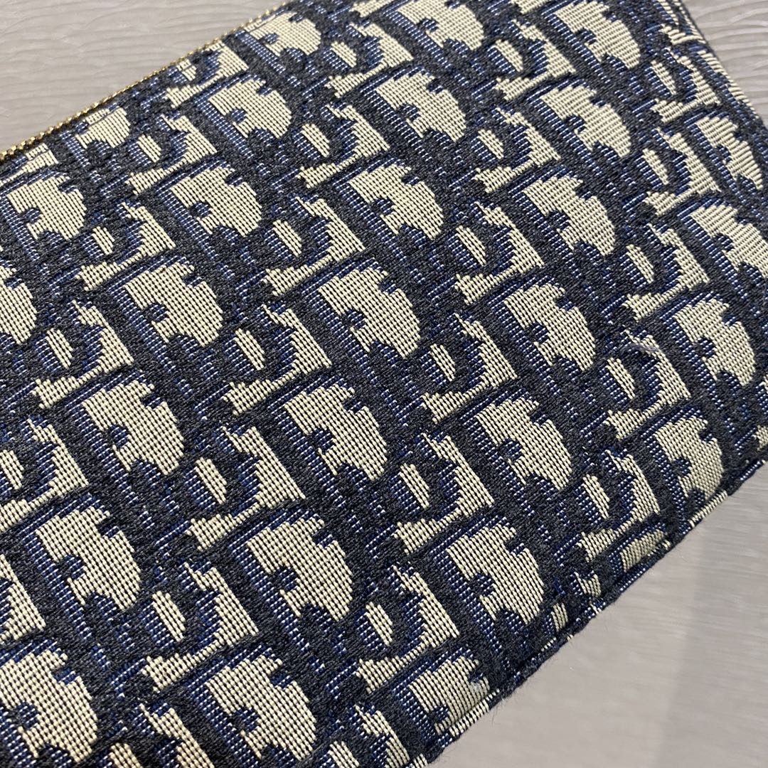 Dior CD Buckle Shoulder Bag 22 in Blue Monogram Oblique Jacquard
