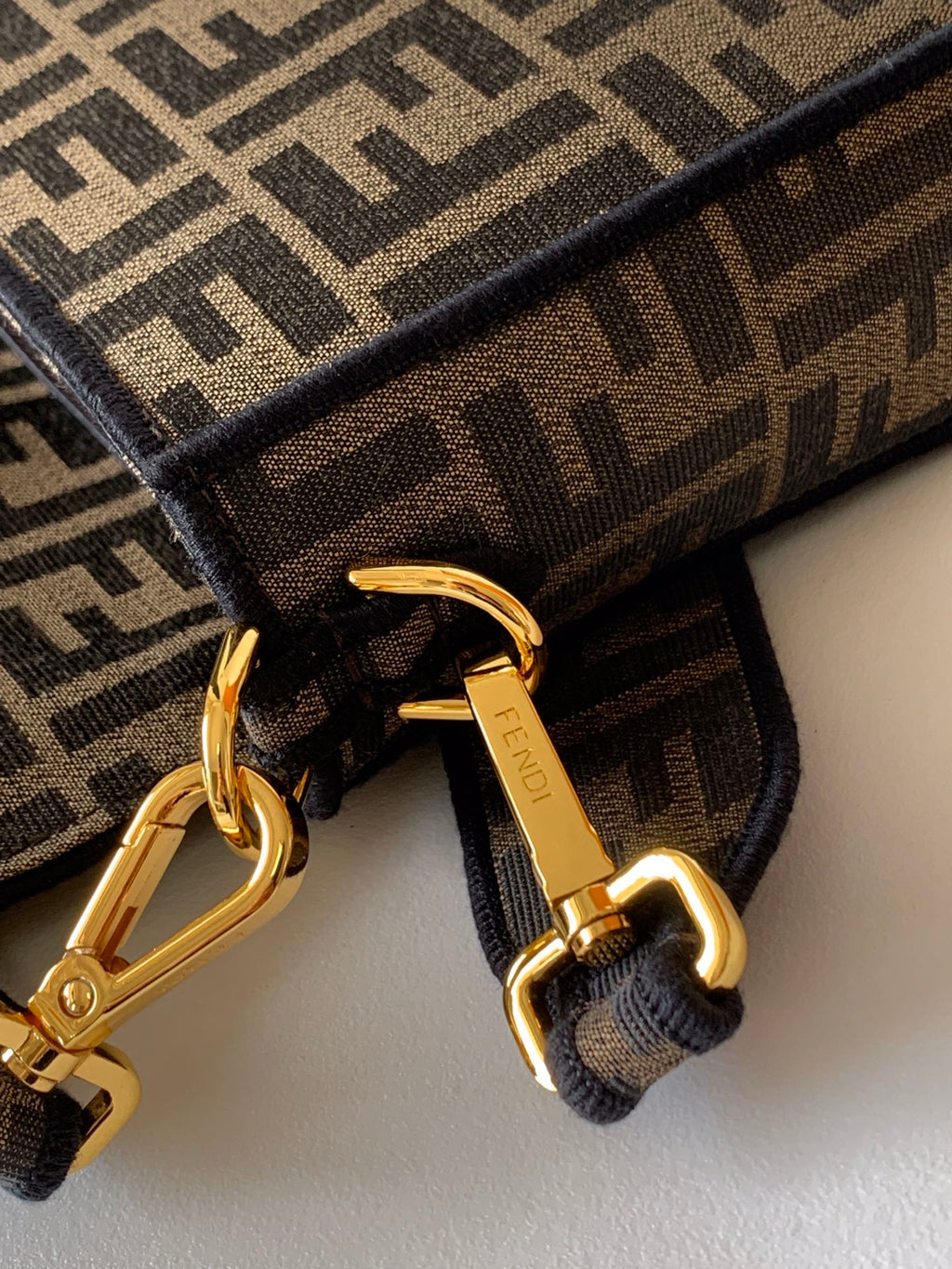 Fend Baguette 27 Brown Ff Jacquard Fabric Bag Ghw