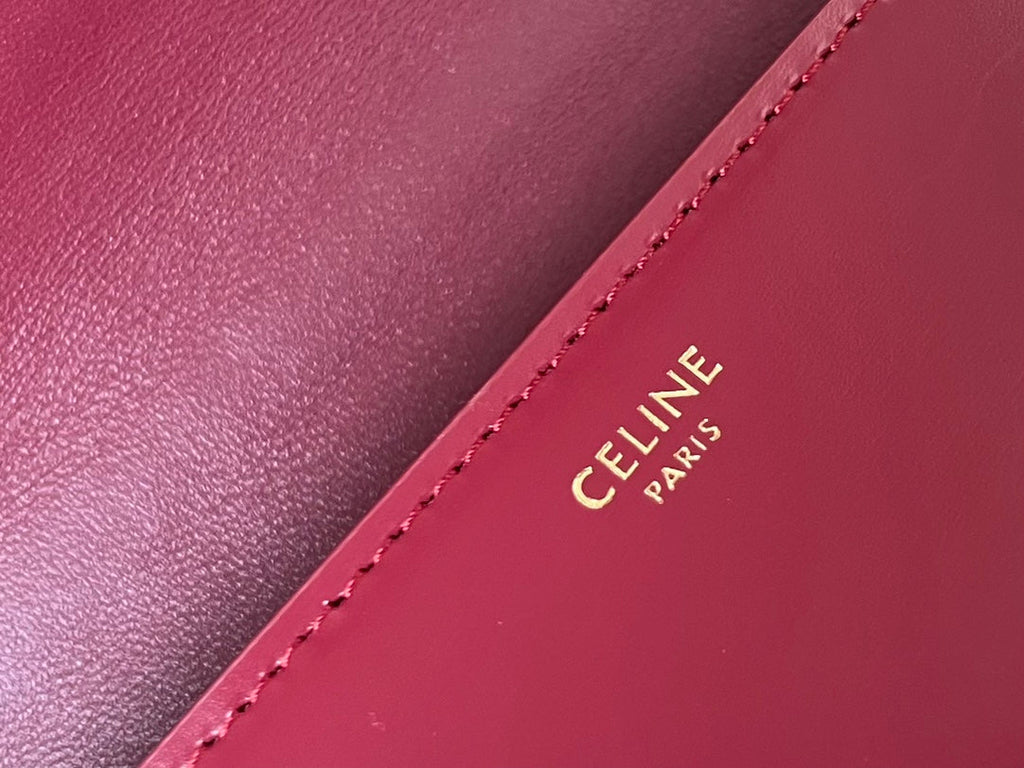 Celine Besace Triphome 24 Ruby Red Glossy Calfskin Bag