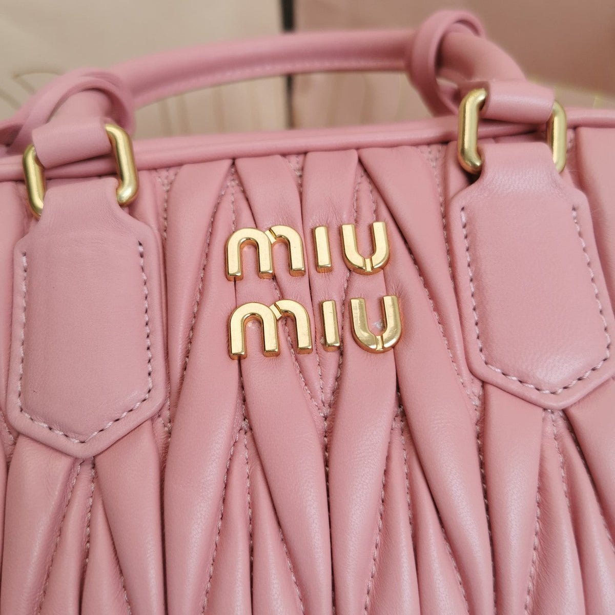 Arcadie Matelassé Nappa Small Bag 19 in Flamingo Pink Lambskin Gold Hardware
