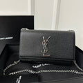 Saint Laurent Kate 20 Small in Calfskin Black with Silver Logo Bag