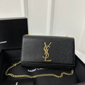 Saint Laurent Kate 20 Small in Calfskin Black with Gold Logo Bag