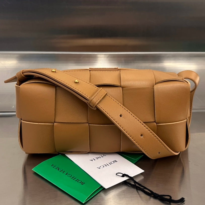 Bottega Veneta Brick Cassette 28 in Bronze Brown Calfskin Bag