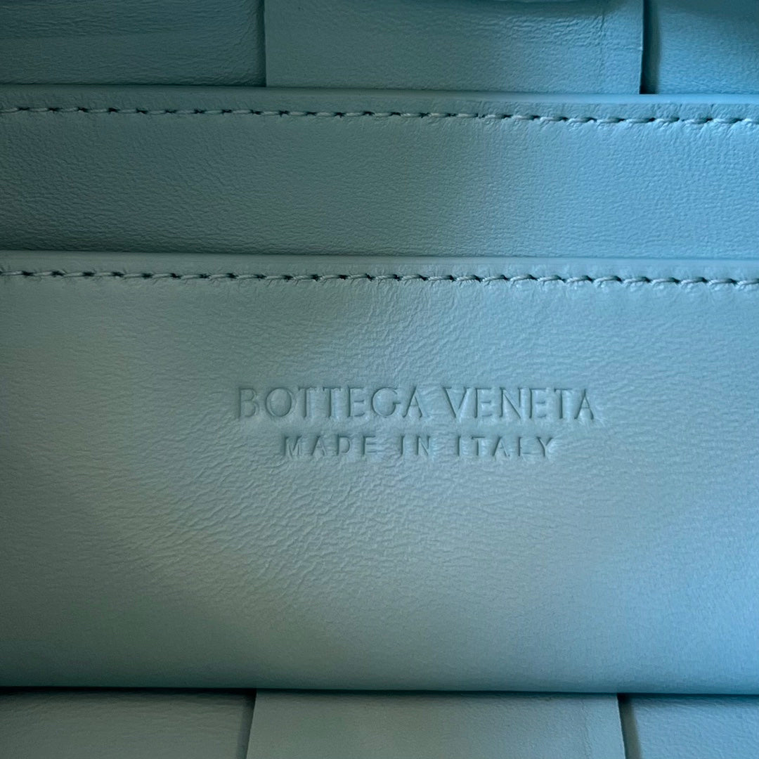 Bottega Veneta Brick Cassette 28 in Sky Blue Calfskin Bag