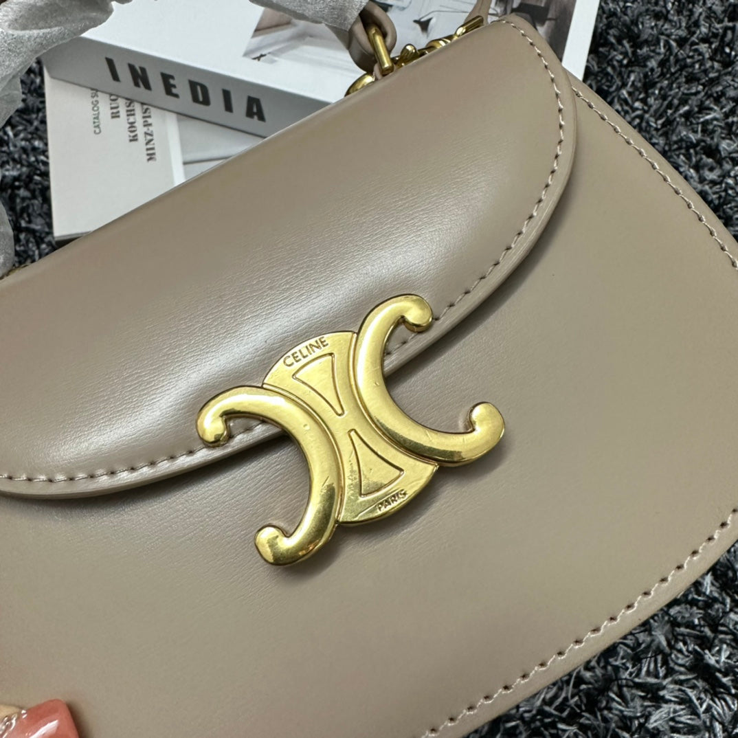 Celine Besace Triphome 17 Calfskin Beige Cream Bag