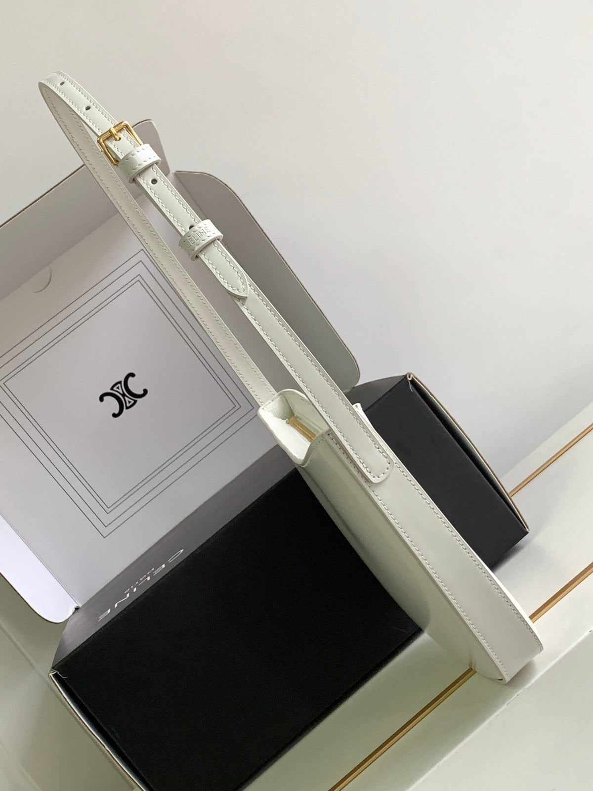 Celine Croque 18 Glossy Calfskin White Bag