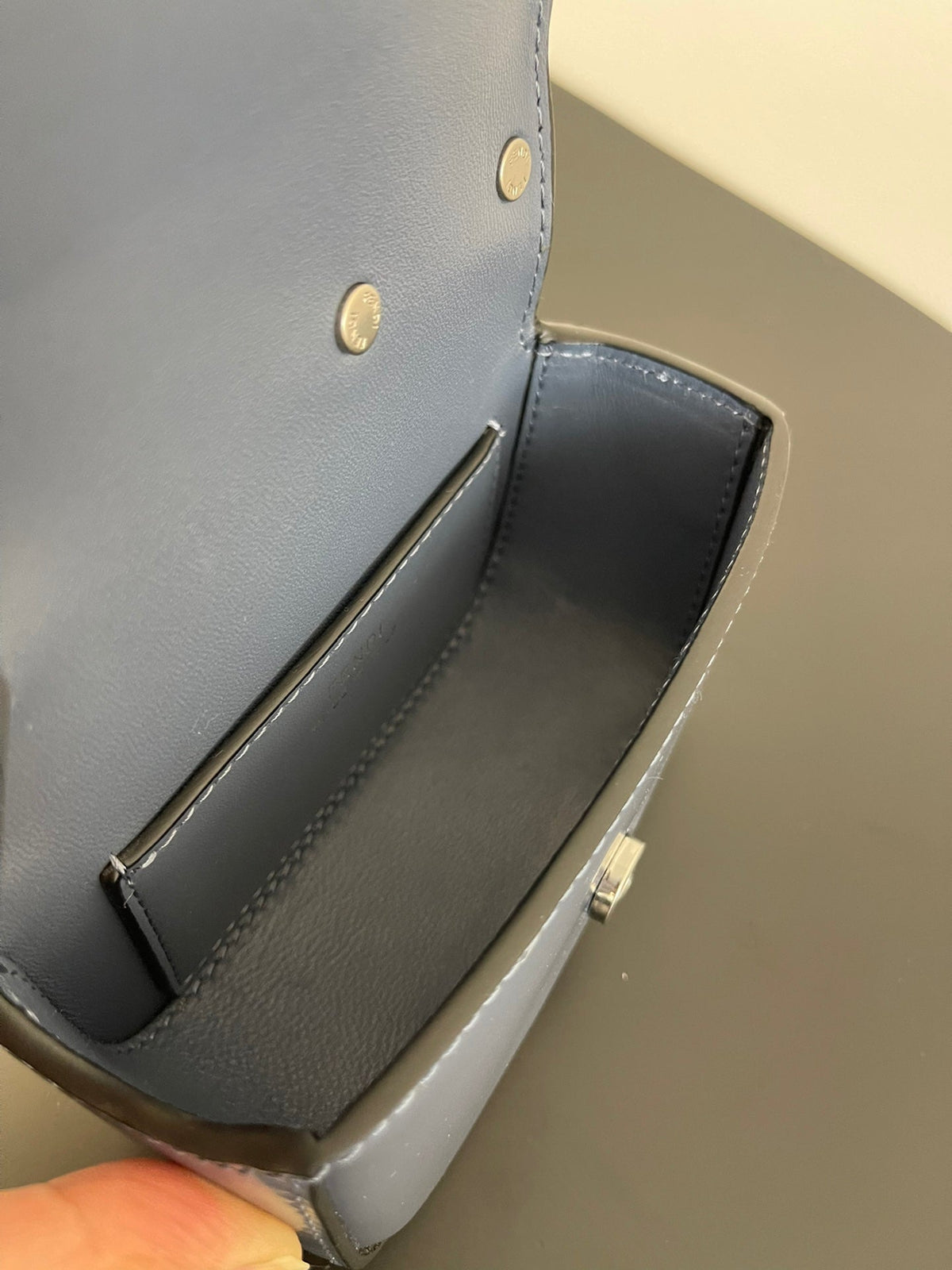 Fendi Mini First Sight 13 Bag in Pigeon Blue Calfskin with Silver Hardware