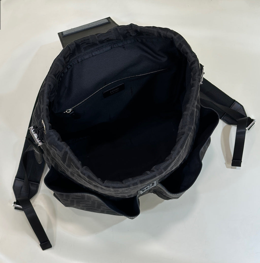 Fendi Strike 41 Medium Ff Black Jacquard Fabric Backpack