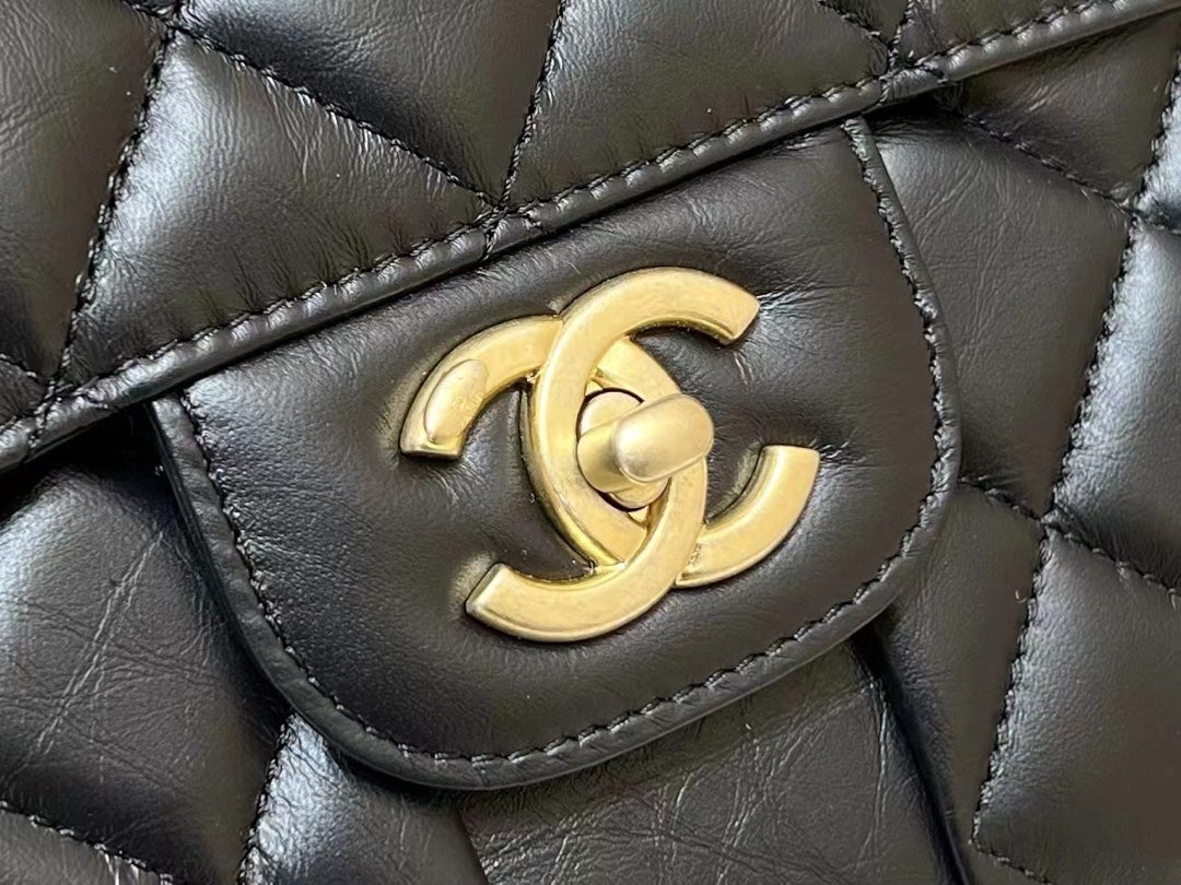 Chanel 25S Medium Flap Bag 25 in Black Calfskin Gold Hardware