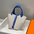 Hermes 25S Picotin Lock 18 in Pearl Gray and Electric Blue Calfskin Silver Hardware Bag