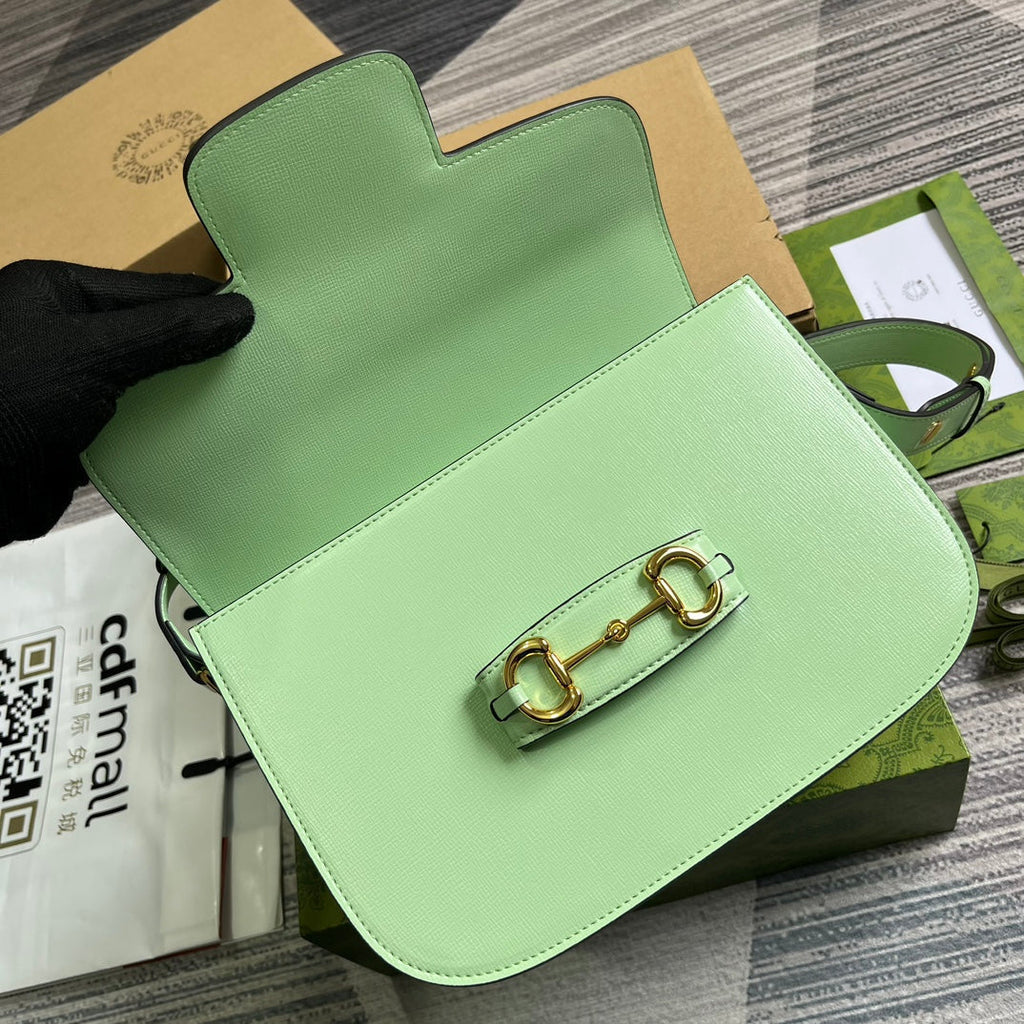 Gucci Horsebit 1955 Mini Bag 25 in Light Green Calfskin