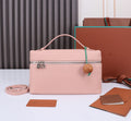 Loro Piana Extra Bag L27 in Blush Pink Grained Calfskin with Silver Hardware