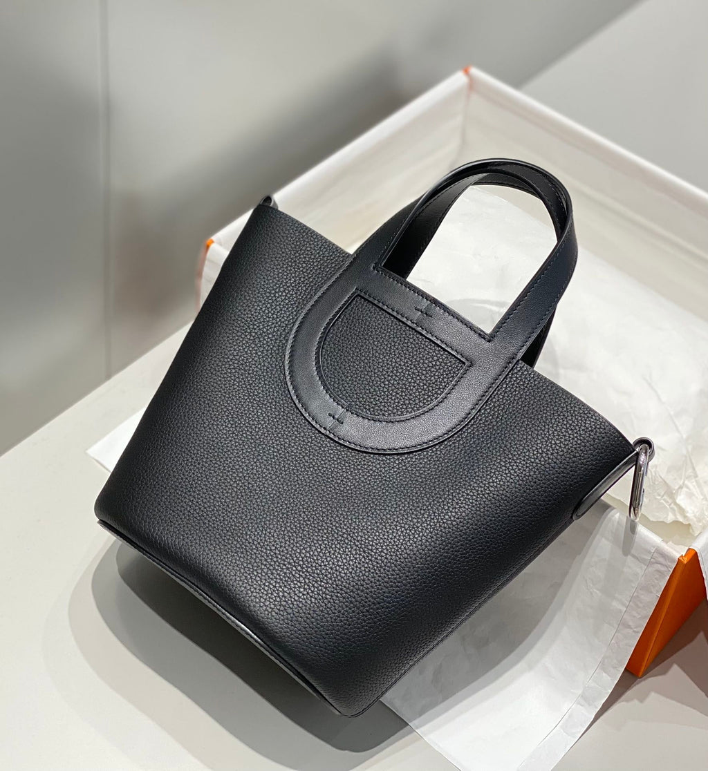 Hermes 25S in the Loop 18 in Black Calfskin Silver Hardware Bag